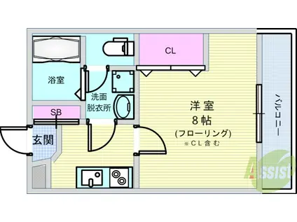 ファーストモダン池田(1K/3階)の間取り写真