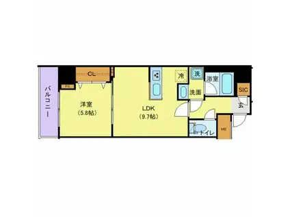 西日暮里フラッツ(1LDK/4階)の間取り写真