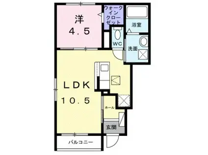 エトワール ブランシュ(1LDK/1階)の間取り写真