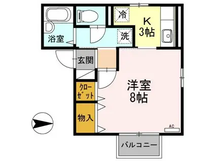 フォルトナ(1K/2階)の間取り写真