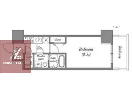 MELDIA CREST TAPP NAMBA ウエスト(1K/2階)の間取り写真