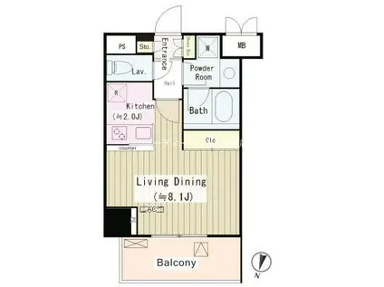 パークサイド湯島台(1K/5階)の間取り写真