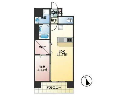 WORVE吹田江坂(1LDK/3階)の間取り写真