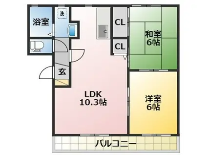 MAISON DE MOERA(2LDK/1階)の間取り写真