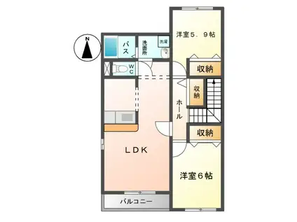 LE MIRAGE II(2LDK/2階)の間取り写真