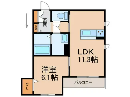 シャーメゾン山吹(1LDK/3階)の間取り写真