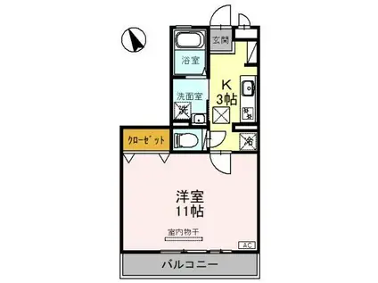 リビングタウン西都A(1K/1階)の間取り写真