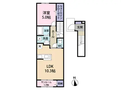 プリマヴェーラ(1LDK/2階)の間取り写真