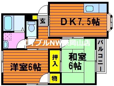 リバーサイドハイツ(2DK/2階)の間取り写真