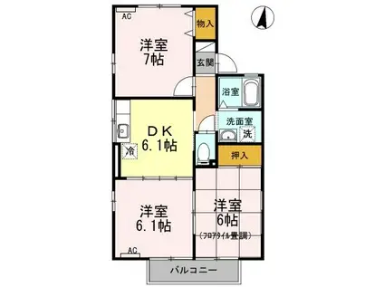 プレミール ソシア A(3DK/2階)の間取り写真