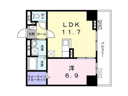 ムーンヒルズ大阪(1LDK/9階)の間取り写真