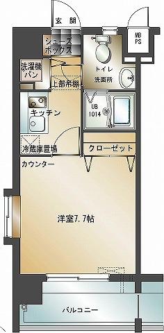 エンクレスト博多II(1K/7階)の間取り写真