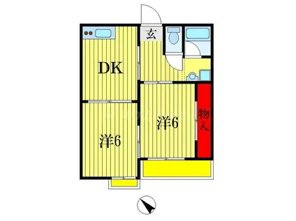 第一コーポ黒砂台(2DK/2階)の間取り写真
