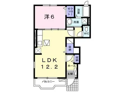 ヴィラ カルム(1LDK/1階)の間取り写真