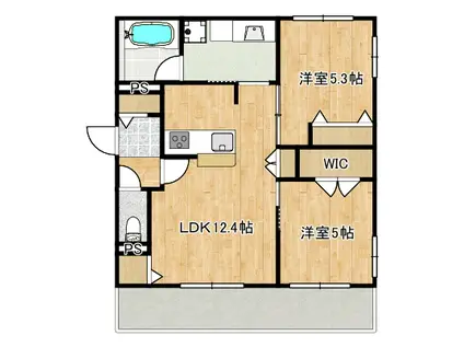 グラヴィスコート元住吉(2LDK/1階)の間取り写真