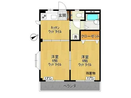 カーサ枡形(2K/2階)の間取り写真