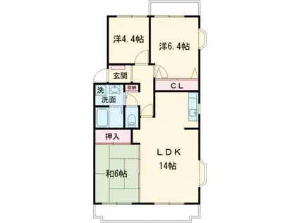 ラフィーネ草間(3LDK/2階)の間取り写真