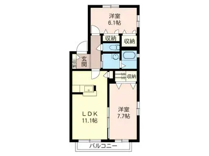 プレミールC(2LDK/2階)の間取り写真