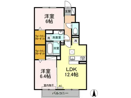 コゥジィーコート(2LDK/1階)の間取り写真
