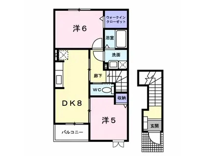 アンジュールI(2DK/2階)の間取り写真