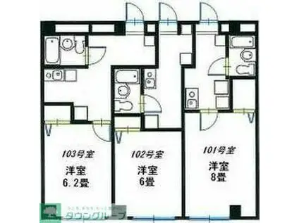 三田クラウンハイツ(1K/1階)の間取り写真