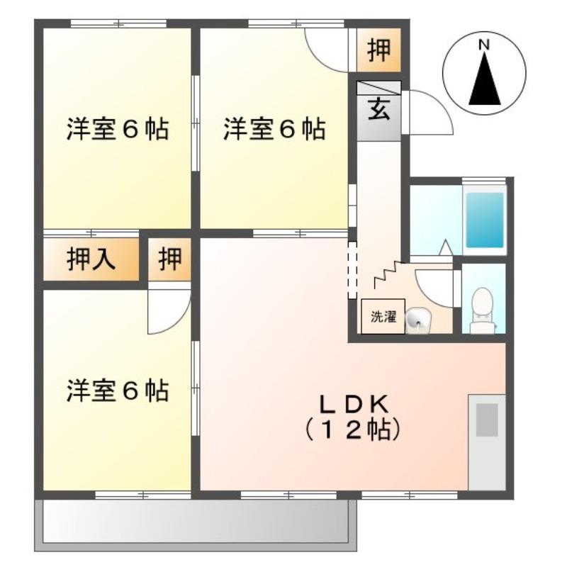 ラ・ポール90(3LDK/2階)の間取り写真