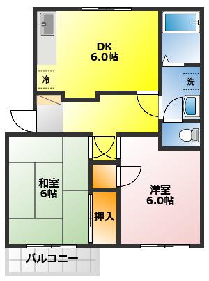 サンフォルムA(2DK/2階)の間取り写真