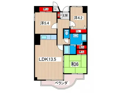 サニーヒル会瀬 1号館(3LDK/3階)の間取り写真