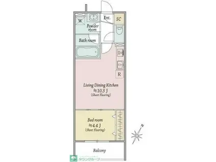 MOCXION扇(1LDK/1階)の間取り写真