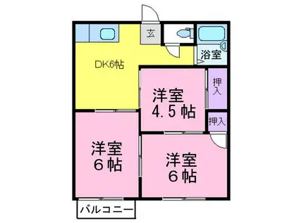 ヴェシンダード大野(3DK/2階)の間取り写真