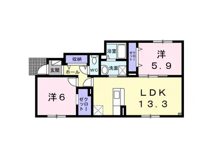 シャルマン(2LDK/1階)の間取り写真