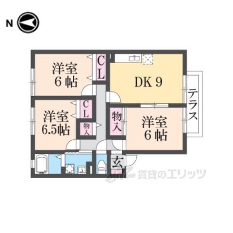 シャルマン二番館A棟(3DK/2階)の間取り写真