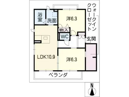 アルカンシエル ウエスト(2LDK/3階)の間取り写真