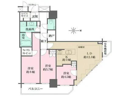 パークハウス清澄白河タワー(3LDK/17階)の間取り写真