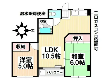 第一菊屋ビル(2LDK/4階)の間取り写真
