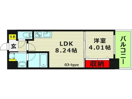 アーバネックス京橋(1LDK/4階)の間取り写真
