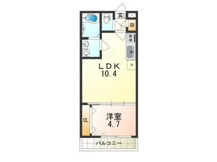 TKアンバーコート浜寺III(1DK/1階)の間取り写真