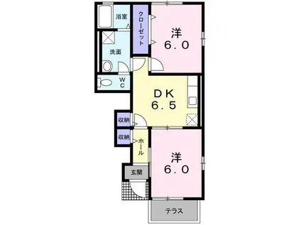 リブレアエクシードB(2DK/1階)の間取り写真