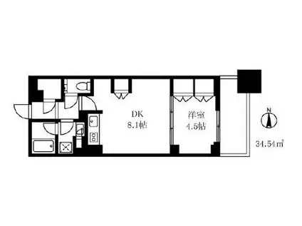 シティタワー銀座東(1DK/7階)の間取り写真