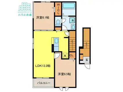 ビルネ II(2LDK/2階)の間取り写真