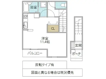 フレ・ロジュマン(ワンルーム/2階)の間取り写真