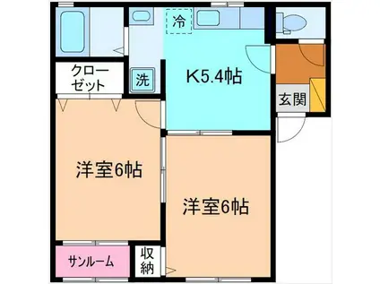 モンテローザ(2K/1階)の間取り写真