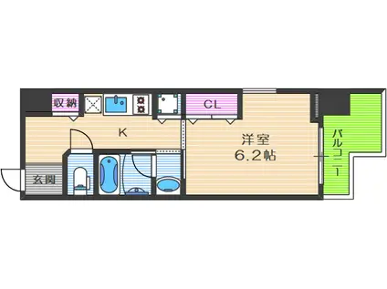 エイペックス梅田東II(1K/10階)の間取り写真