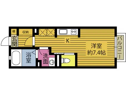 ウィル・クルー(ワンルーム/2階)の間取り写真