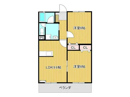 プリムヴェール(2LDK/1階)の間取り写真