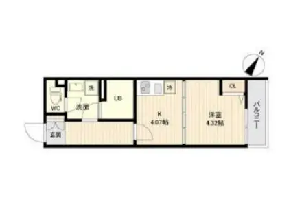 ラクラス三軒茶屋(1K/3階)の間取り写真