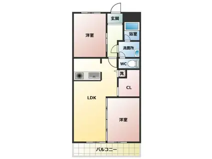 フラワーハイツ(2LDK/4階)の間取り写真