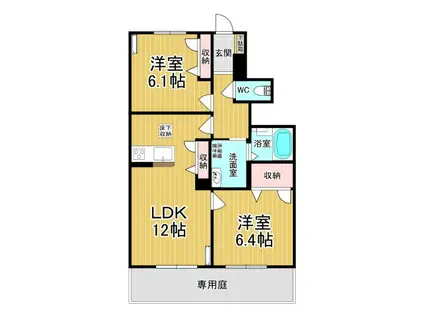 ドルチェコートC棟(2LDK/1階)の間取り写真