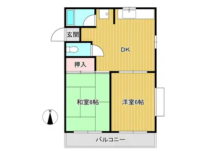 ときわハイツ(2DK/1階)の間取り写真