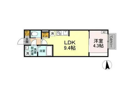 ジオ黒松(1LDK/2階)の間取り写真